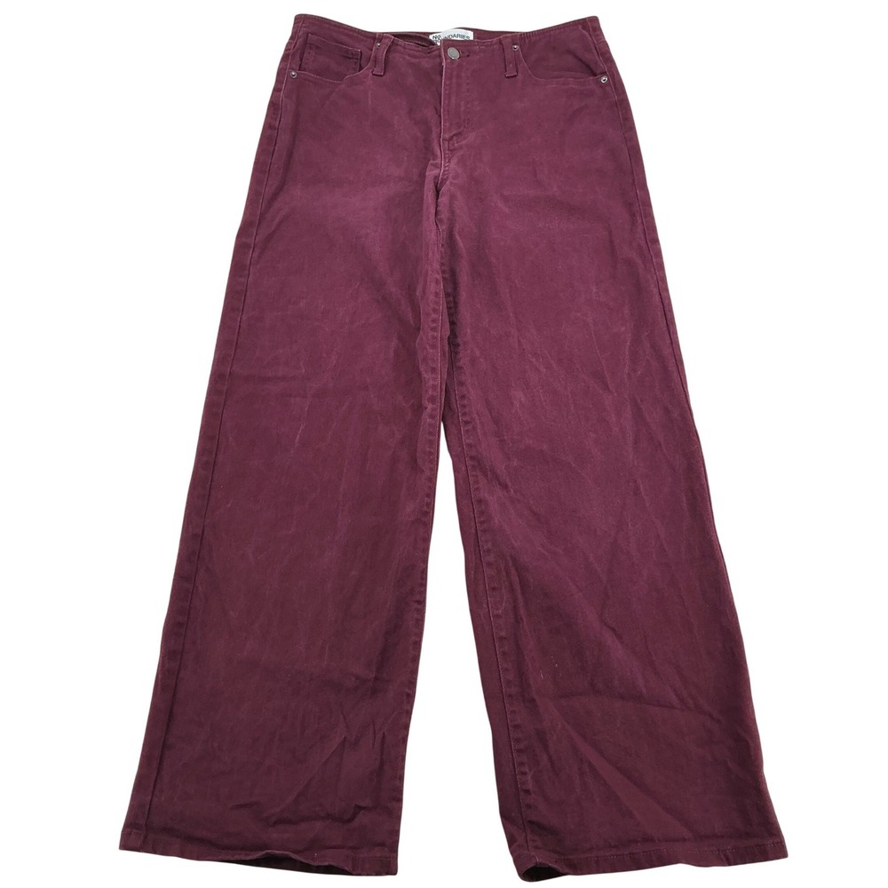 No Boundaries Wide Leg Pants Womens M 8-10 Plum High Rise Twill Trouser Y2K Boho